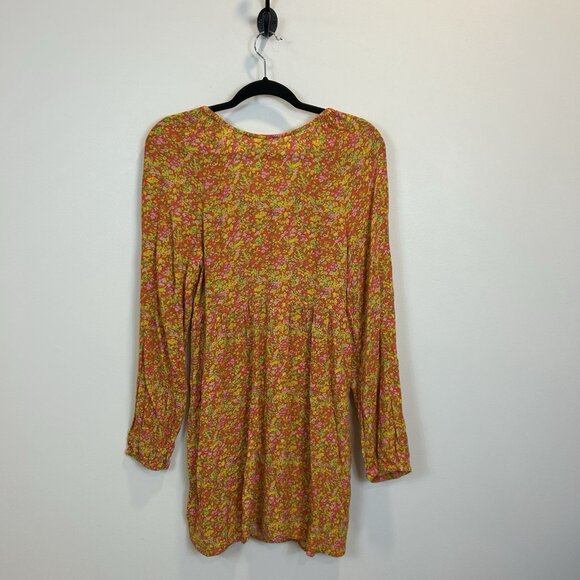 BP. Medium V-Neck Long Sleeve Babydoll Minidress - Red Multi Hannah Kate - Picture 7 of 9